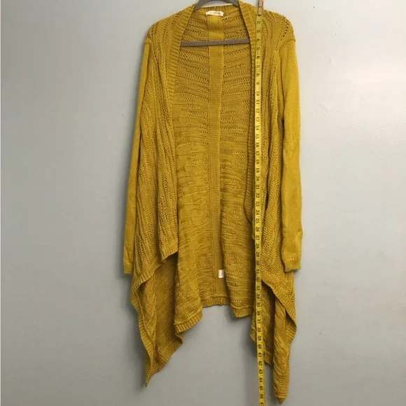 Natori Yellow Cardigan Sweater with Asymmetrical Hem - Picture 6 of 10